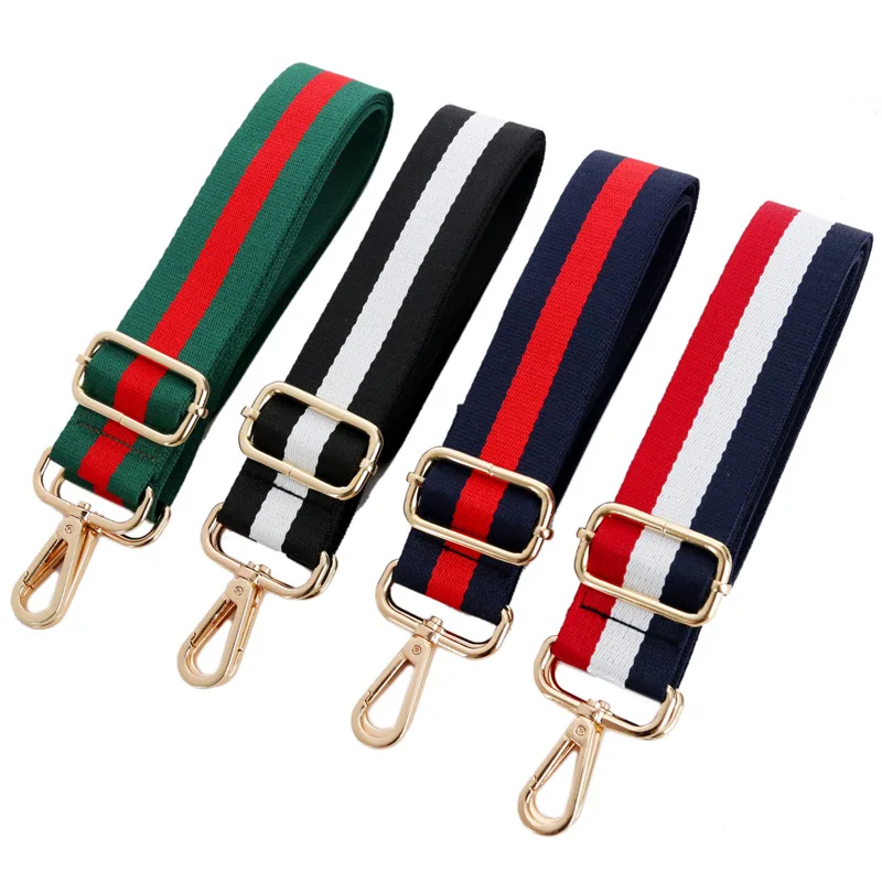 Colorful Red And Green Stripe Wide Shoulder Strap Adjustable Replacement Webbing Belt Guitar Crossbody Purse Handbag Strap
