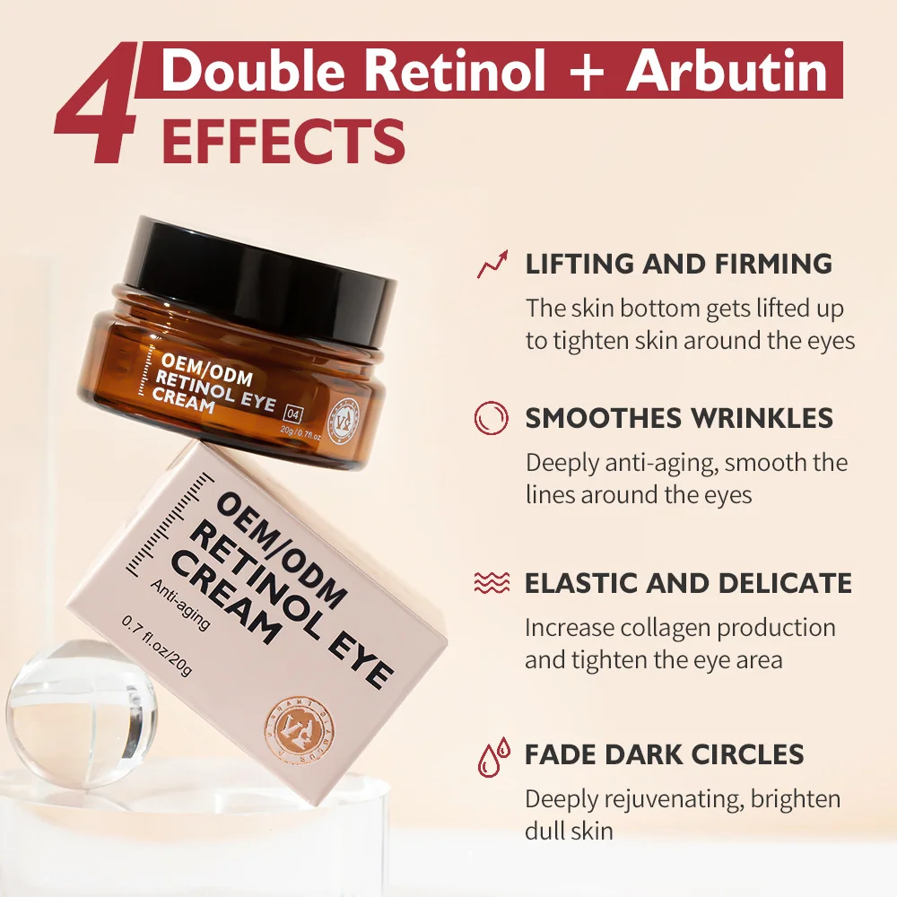Customized Anti-Aging Skincare Set Private Label Face Serum Cream and Eye Cream with Retinol Collagen Peptides