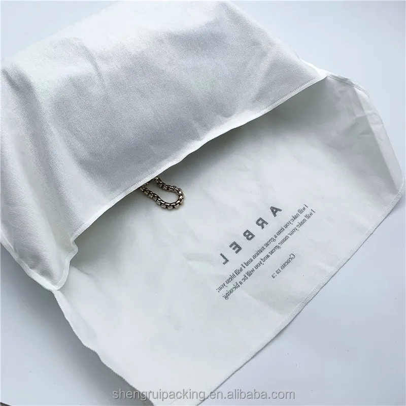 Customized White Cotton Envelope Bag for Handbags Luxury Dust Bag for Clothing Shoes Wholesale
