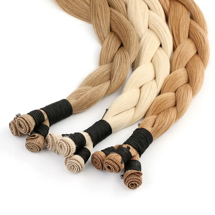 Soft Thin Invisible Russian Thick End Double Drawn Hand Tied Wefts Hair Extensions, Handtied Weft European