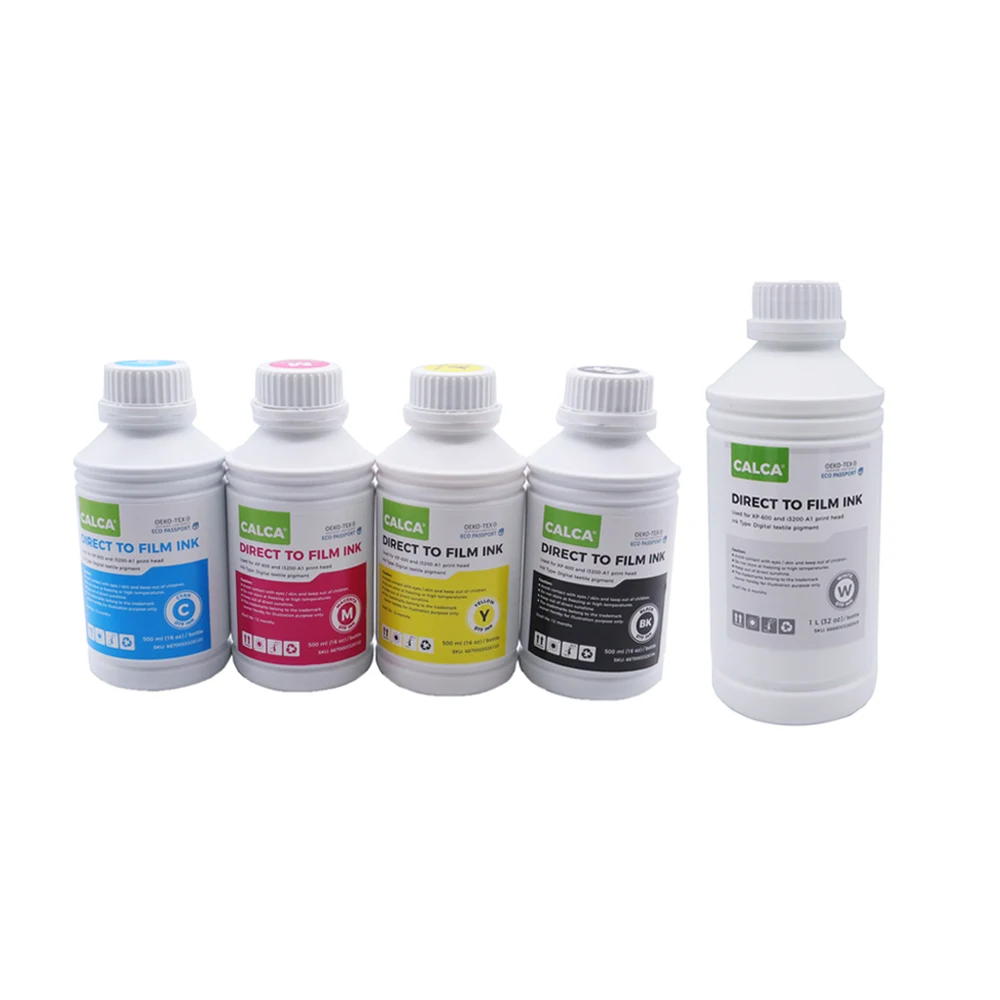 CALCA DTF Printing Starter Supply Pack (500ml CMYK and 1L W DTF Ink, 1KG Powder, A3 Sheet Film) for T-shirt Wholesale US Stock