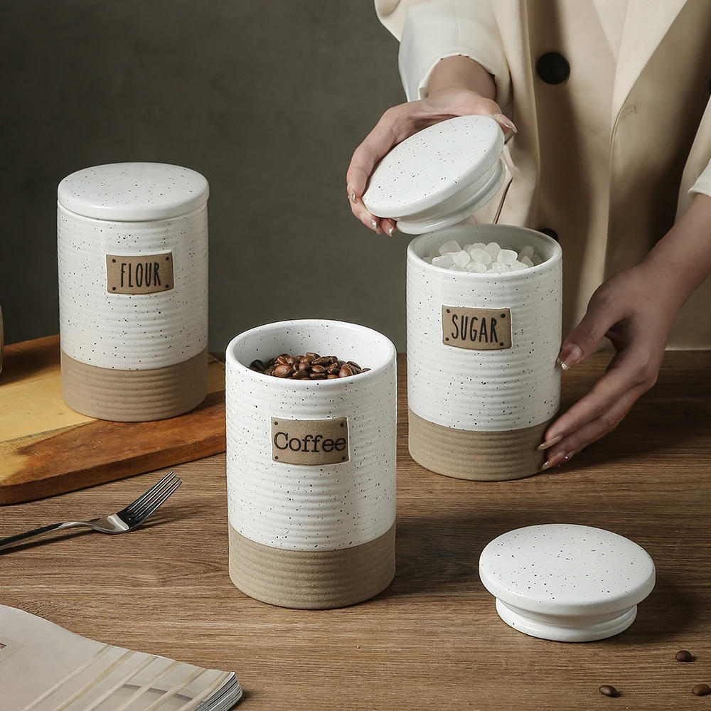 Wholesale Price Air Tight Sealing Canister Storage Food Storage Jar for Cereal Flour Ceramic Jar