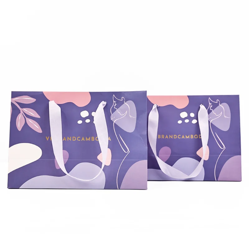 Wholesales Custom Your Own Logo Shopping Gift Small Business Bags Retail Store For Shoes Clothing art Paper Bag with ribbon