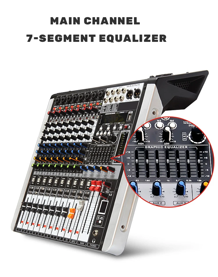 Popular portable mixer with power amplifier can choose 4-16 channel low noise design