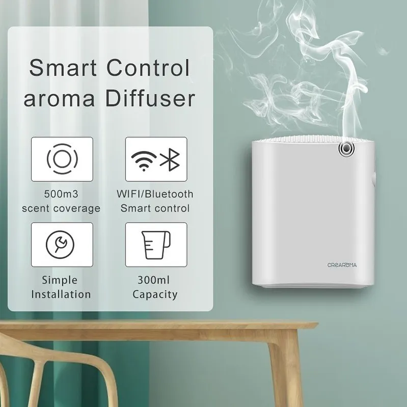 Small Anti-Corrosive Plastic 300 ml Household Appliances Wall Hanging Machine WIFI /Button Operation/Bluetooth/Scent Diffuser