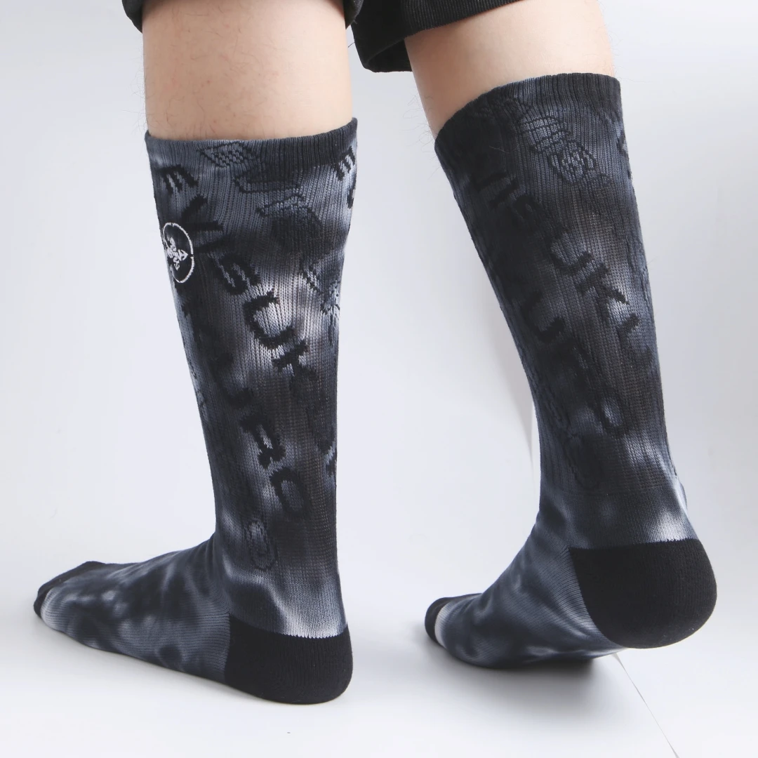 Custom Socks Design Own Logo Crew Socks Order Private Jacquard Your Label Cotton Black Man Sport Sock