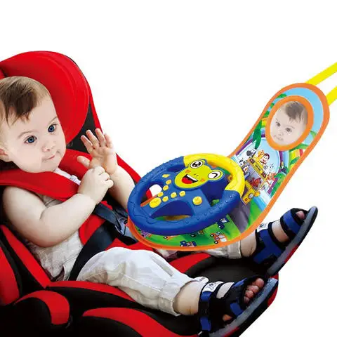 kids Cartoon steering wheel hanging cloth frog car Set baby driving toy Electric steering wheel toy