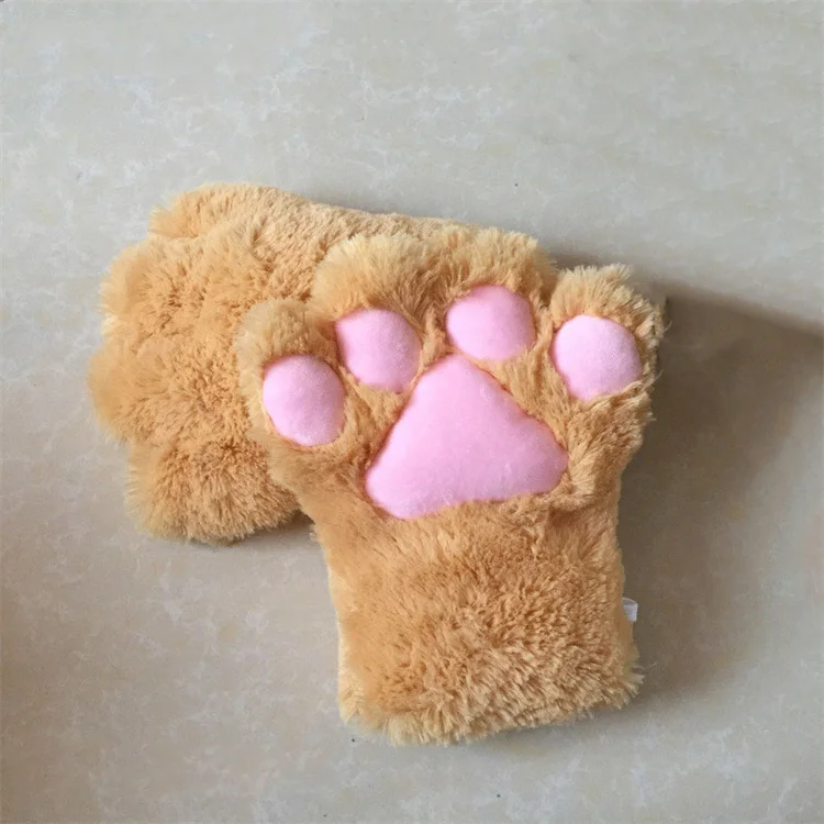 Fluffy Bear Cat Paw Gloves Plush Anime Novelty Cosplay Party Costume Glove