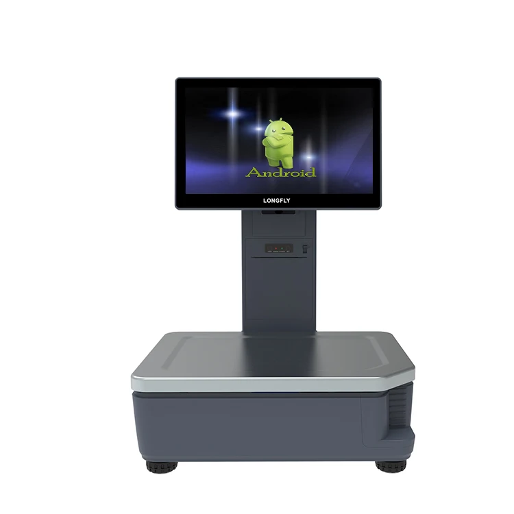 LongFly 15.6 Touch Screen AI Label Barcode Digital with Supermarket Pos Android Scale Cash Register Ai