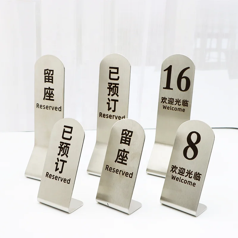 Hotel Accessories Custom Stainless Steel Menu Holder Restaurant Table Number Stand