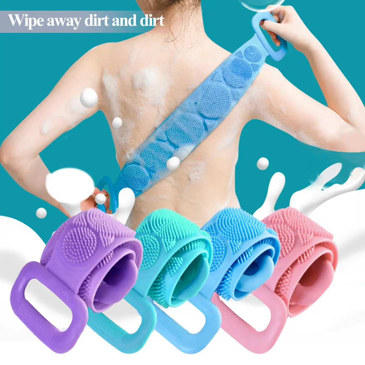 Wash Body Scrub Belt Bath Towel Exfoliating Body Silicone 60CM 70cm 76cm Silicone Back Bath Shower Back Scrubber