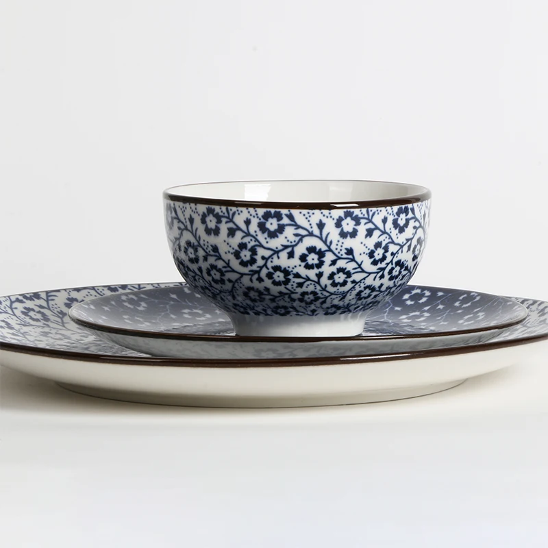 Pad Printing Dinnerware Sets Good Quality Plates and Bowls Dinner Sets Wholesale Ceramic 12 Pcs 18pcs Porcelain Blue and White
