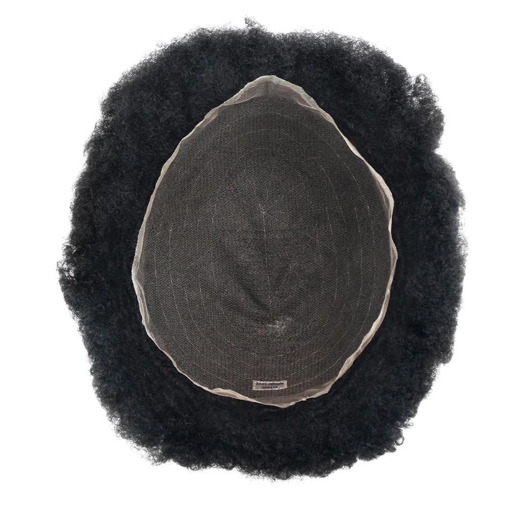 Высококачественный парик для мужчин из афро-кожи 8x10 черного цвета кудрявые волосы remy