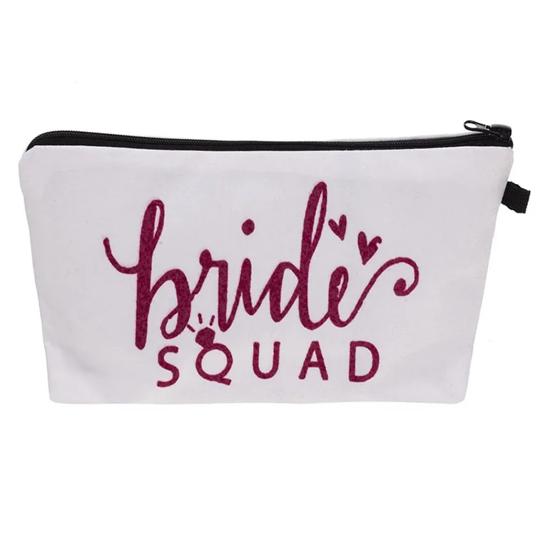 Custom Logo Printed Black Cotton Canvas Cosmetic Case Eco-Friendly Reusable Small Zip Makeup Pouch Bag with Cartoon Pattern