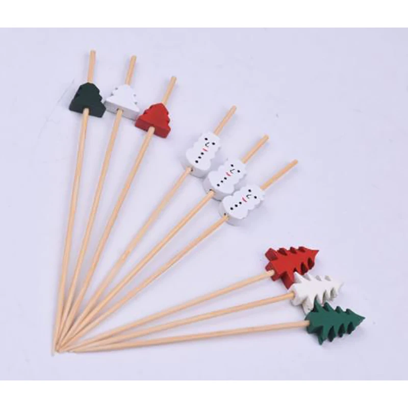 Hot Sale Disposable Food Grade christmas trees Bamboo Skewers Pick sticks
