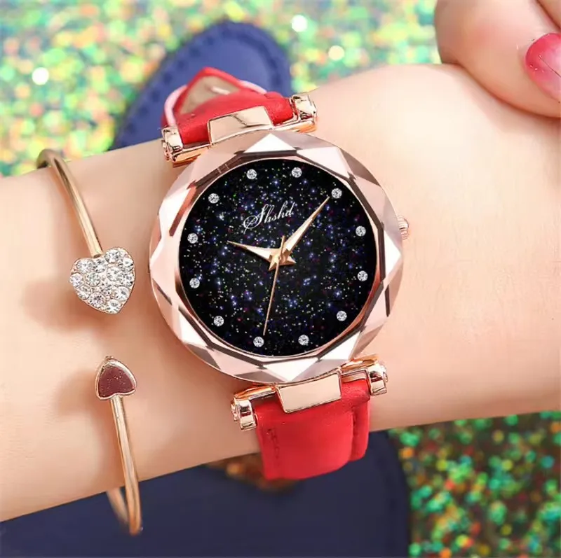 WJ-9378 Chinese Cheap Wholesale Factory Red Quartz Watches Leather Ladies Quartz Watch