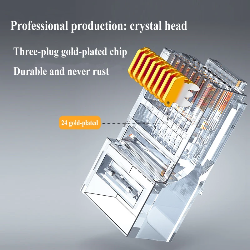 Оптовая продажа производство RJ45 Cat 5E 6E Cat7 Cat8 сквозная кристальная головка с отверстием разъем для телефона и