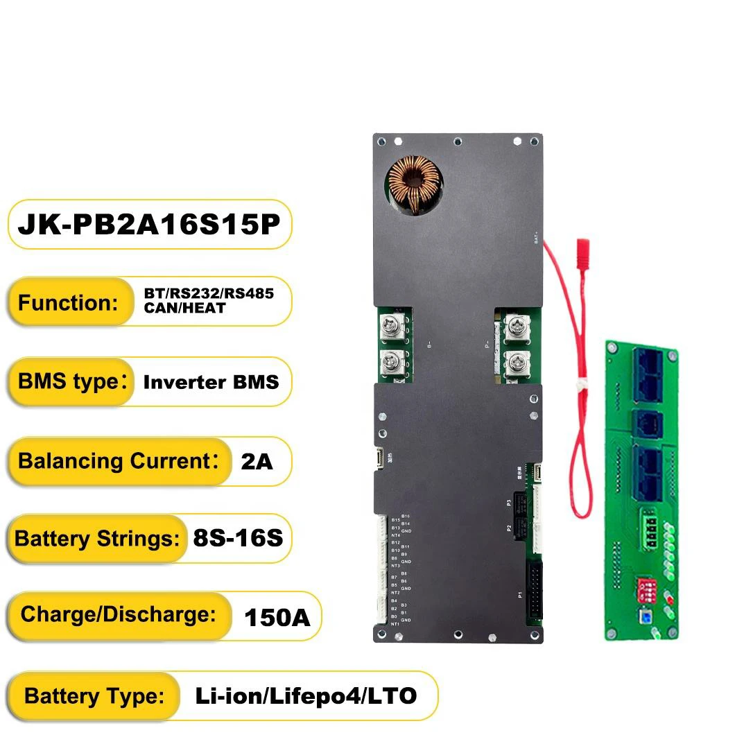 Factory wholesale 16S 10P 15P 20P 100A 200A 48v lifepo4 smart lithium ion battery pack BMS module for Growatt Deye Connection