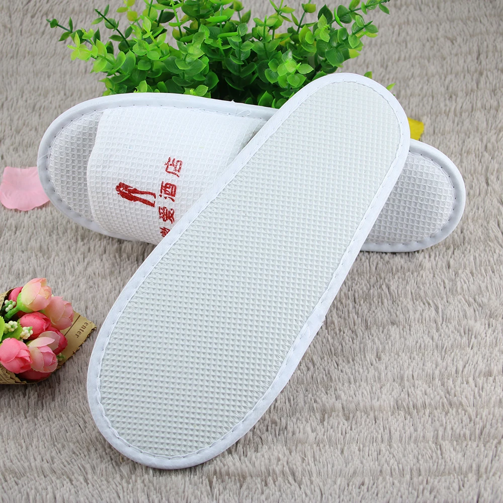 high quality custom waffle  disposable hotel slippers with logo
