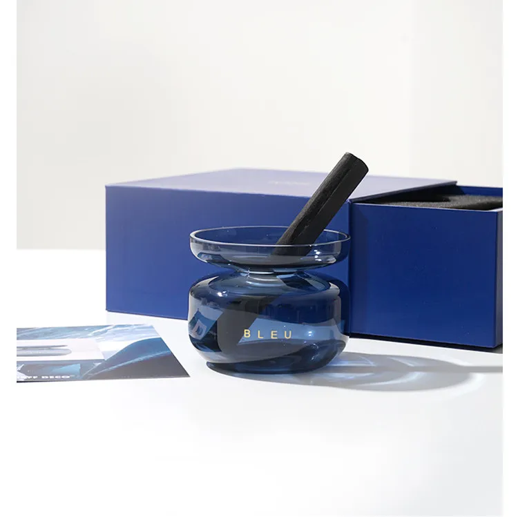 100-150ml Nordic Style Blue Black Pink Empty Glass Reed Diffuser Bottle Fragrance Diffuser Jar with Big Natural Rattan Sticks