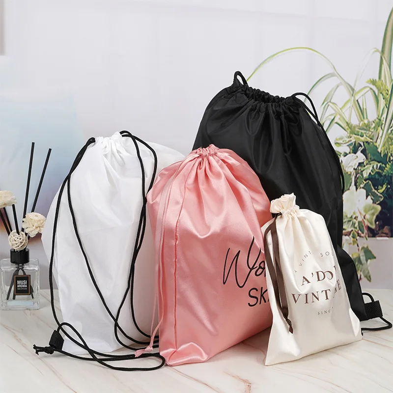 Custom Printed Logo Personalised Satin Silk Plastic Clear Wig Packaging Tote Bag Storage Hair Bags