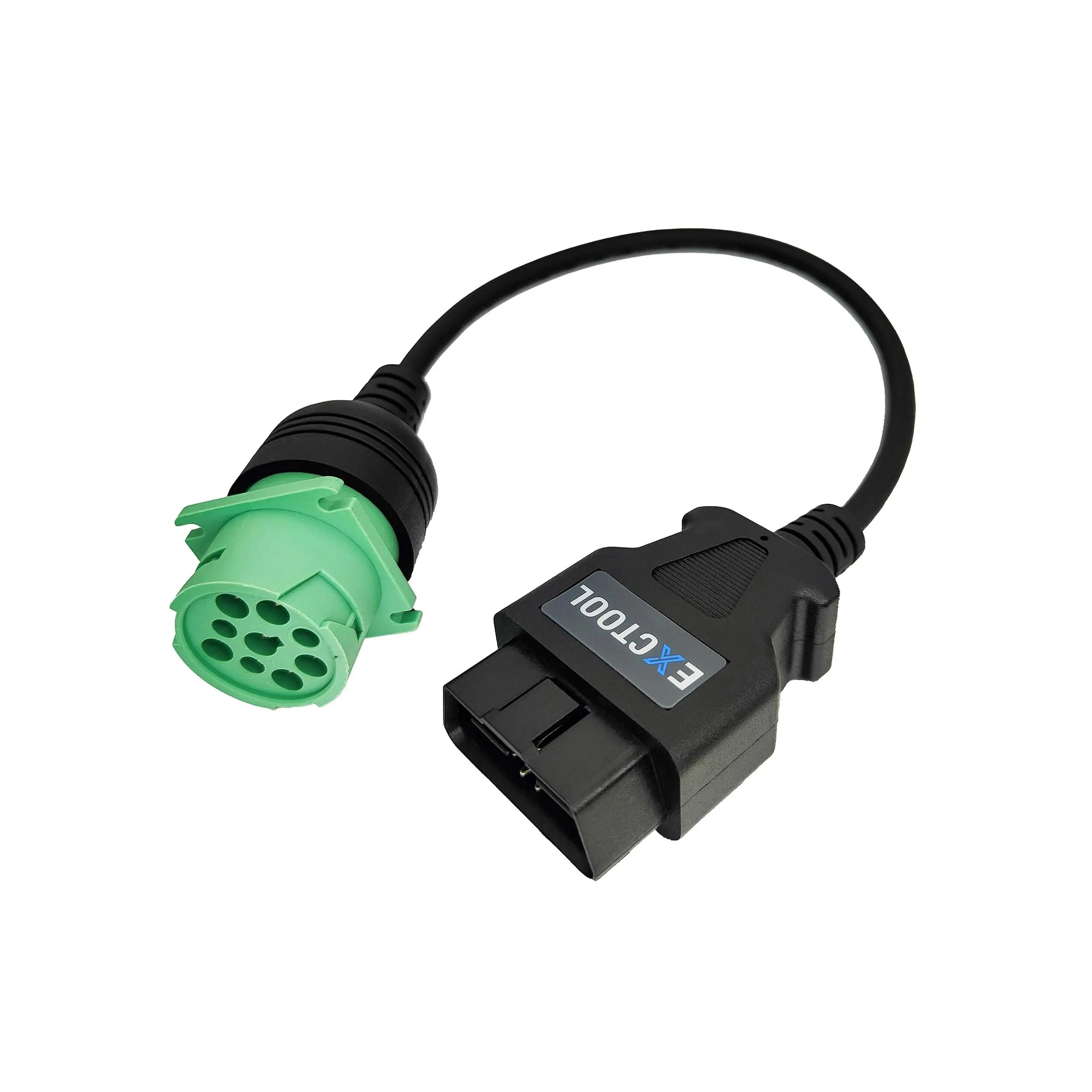 OBD2 to J1939 Green Type 2 Adapter Cable for Heavy Duty Trucks and Commercial Vehicles with OBD II Diagnostic Connector
