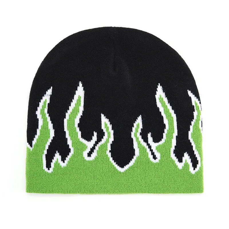 RTS Autumn New Design Knitted Hat Fashion Hip Hop Beanies Flame Pullover Hat Unisex Outdoor Cycling Warm Winter Hats