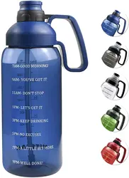 64 OZ Water Bottle with Straw Motivational Half Gallon Water Bottles with Times to Drink BPA Free 2L Sports Large Water Bottle