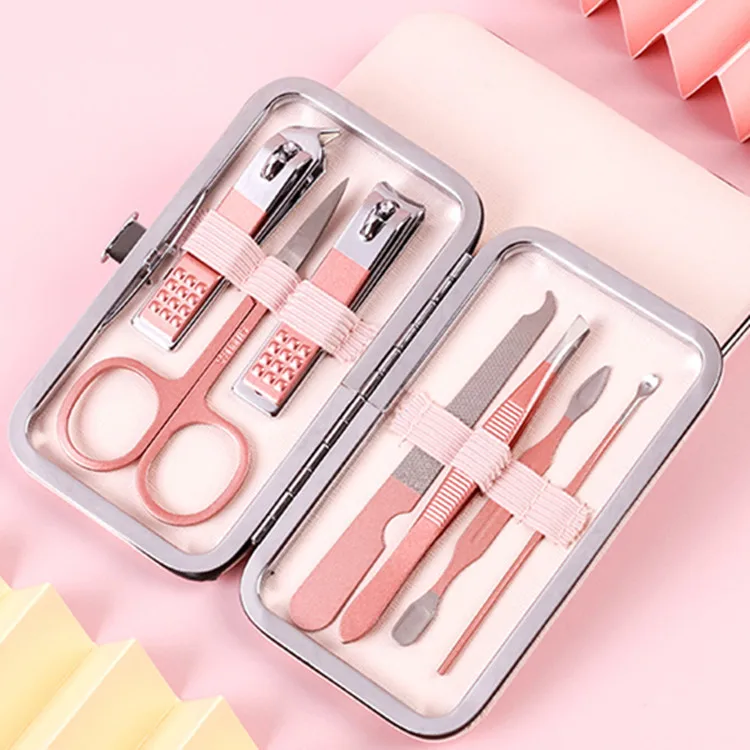 Professional Nail Clippers Rose gold manicure set stainless steel pedicure care tools Women Grooming Kit