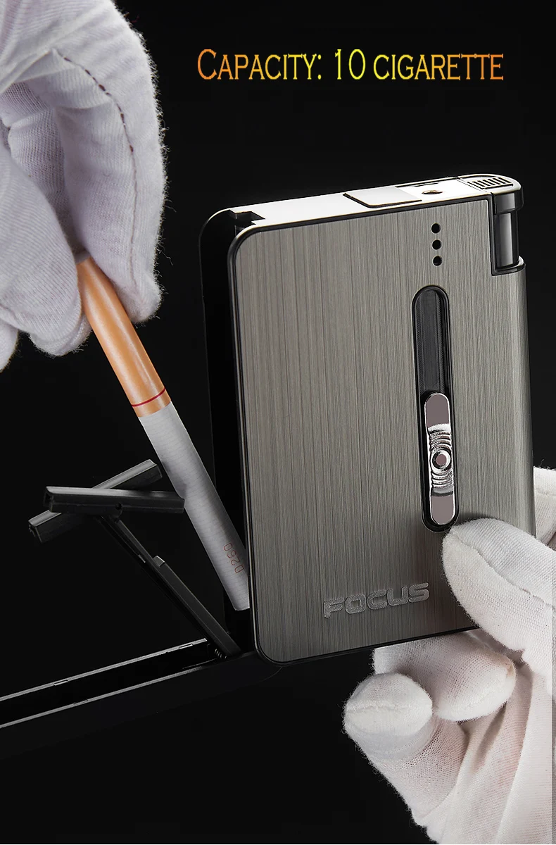 Автоматическая алюминиевая ветрозащитная коробка CC261026A, пластиковая табачная металлическая коробка для сигарет 10 шт., одноразовая зажигалка
