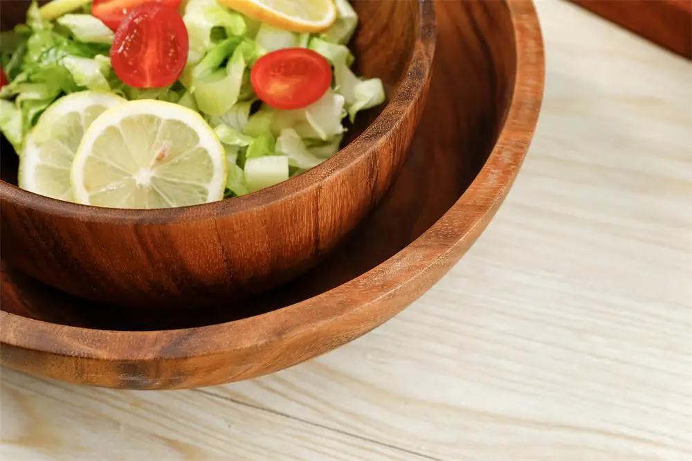 High quality Acacia wooden bowl salad bowl set of different size natural bowls