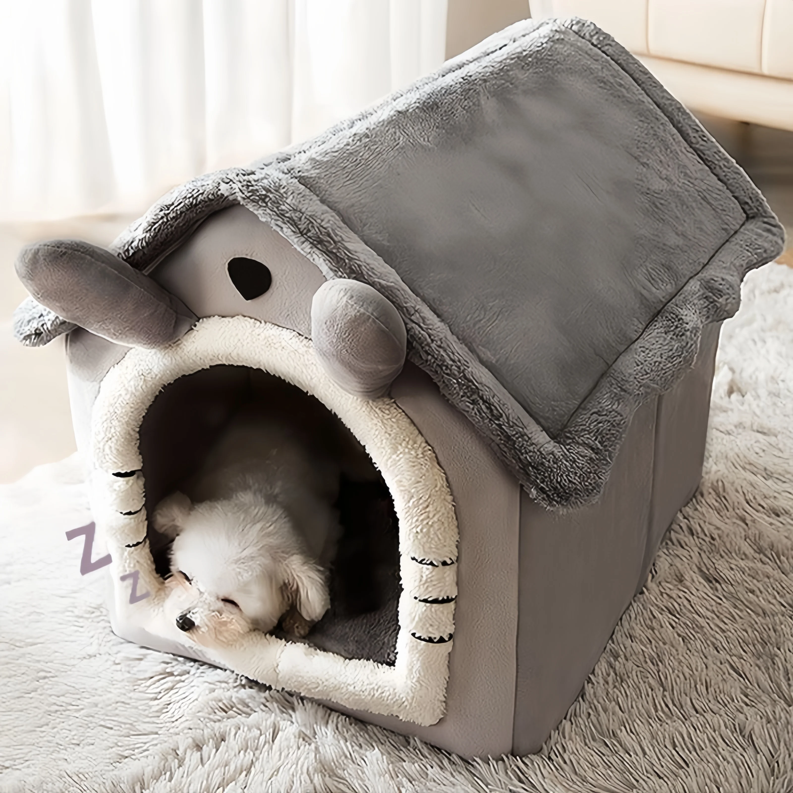 Hot Seller All-Season Enclosed Cat House with Removable Washable Cushion Cozy Warm Pet Bed for Cats or Dogs