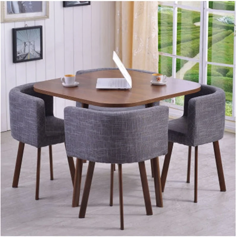 Nordic Wooden Round Dining Cafe Table Designs Small Space Saving Modern Dining Room Table Set With 4 Chairs