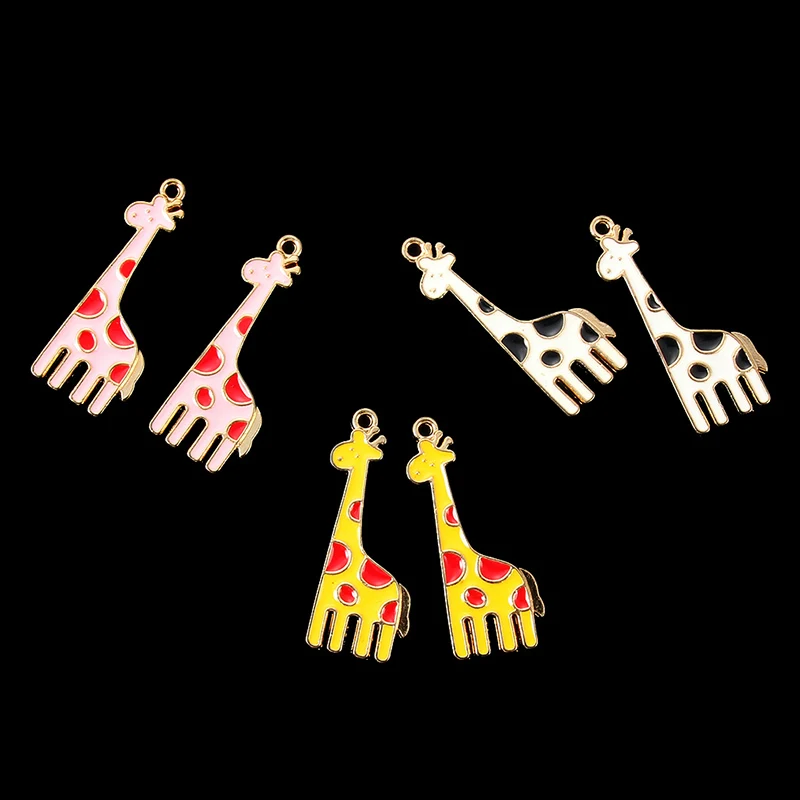 New Giraffe Alpaca Enamel Charms With Pearl Alloy Oil drop fit Necklace bracelet DIY Fashion Jewelry Accessory
