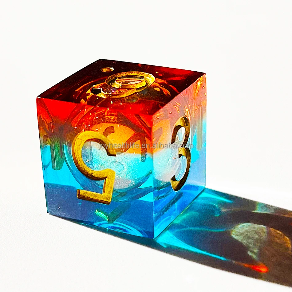 Desk Polyhedral Custom Dice  DnD Handmade Sharp Edge Liquid Core Dice 7Set for rpg