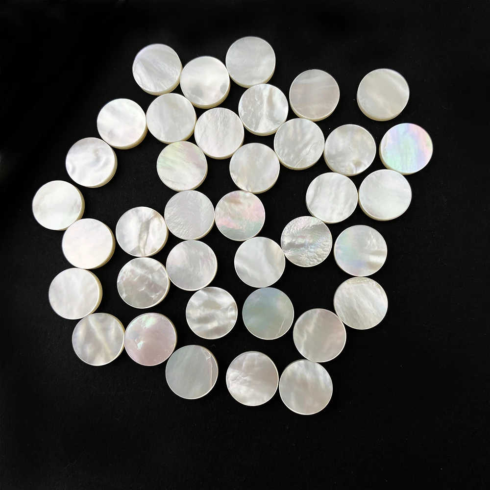 Wholesale white shells Customizable size shape Double flat cut round High quality Mother of pearl jewelry making Loose gemstone