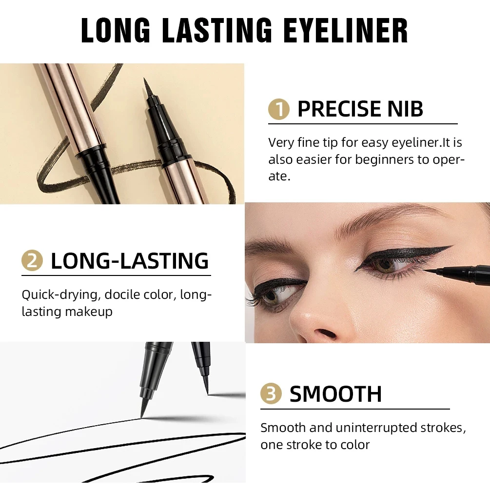 Private Label Custom Makeup Professional Eyeliner Pen Multi Uses Long Lasting Waterproof Liquid Eyeliner Pencil