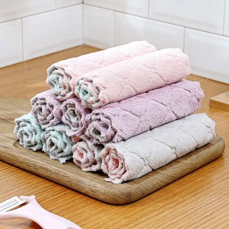 Wholesale microfiber Absorbent Kitchen Dish Cloth Towel,Non-stick Oil Washing Cloth Rag,Household Tableware Cleaning Wiping