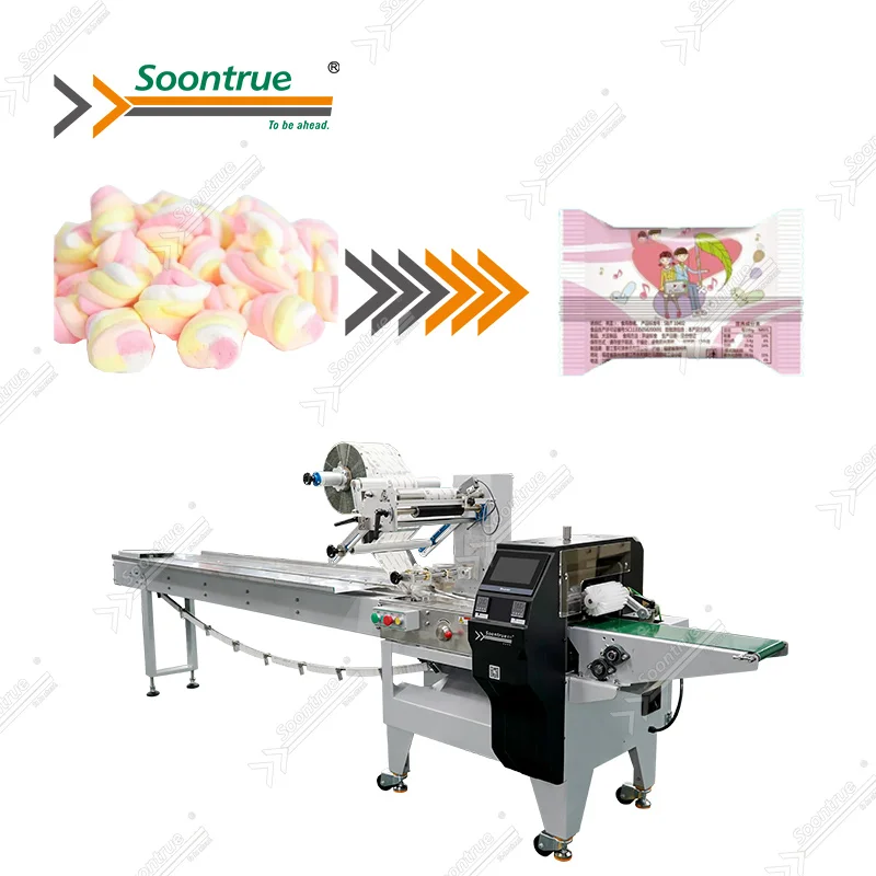 semi automatic cotton nougat marshmallow candy flow packing machine price