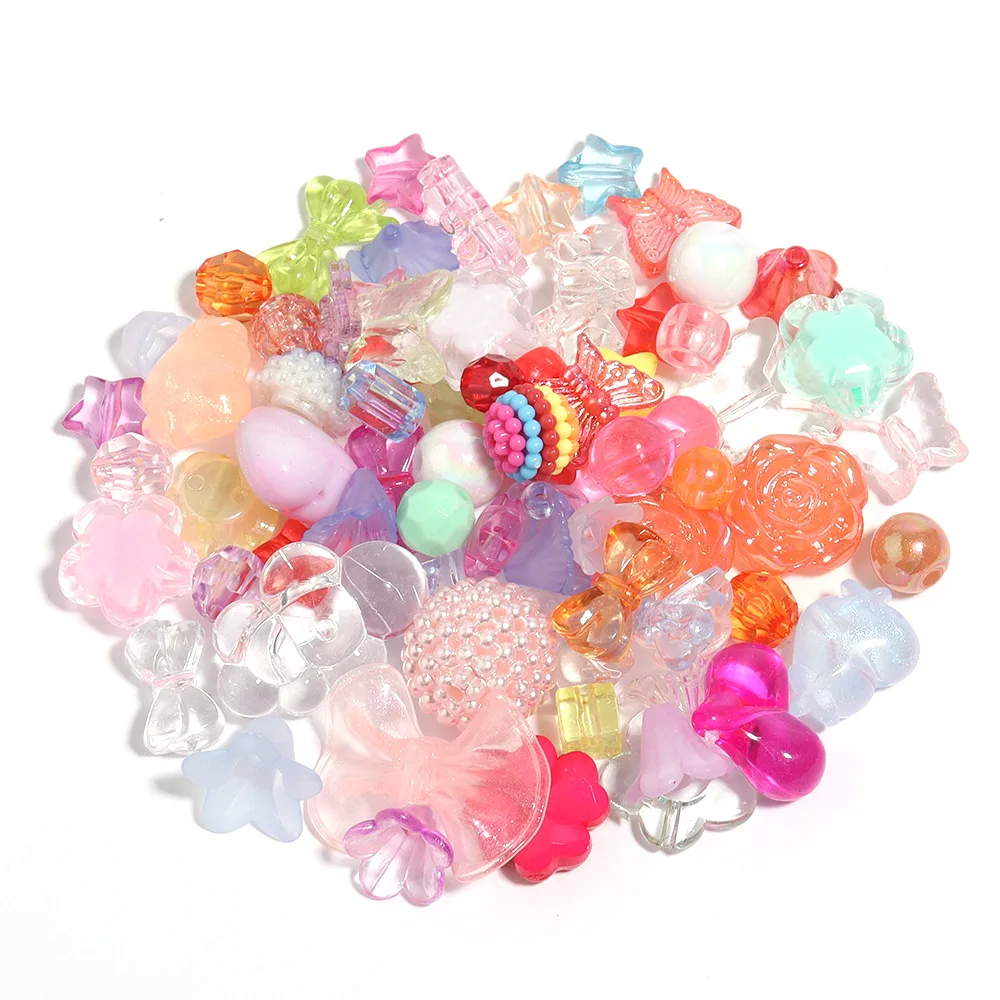 JC Acrylic beads 500g Mixed colors plastic loose beads for DIY making phone chain accessories smile face beads