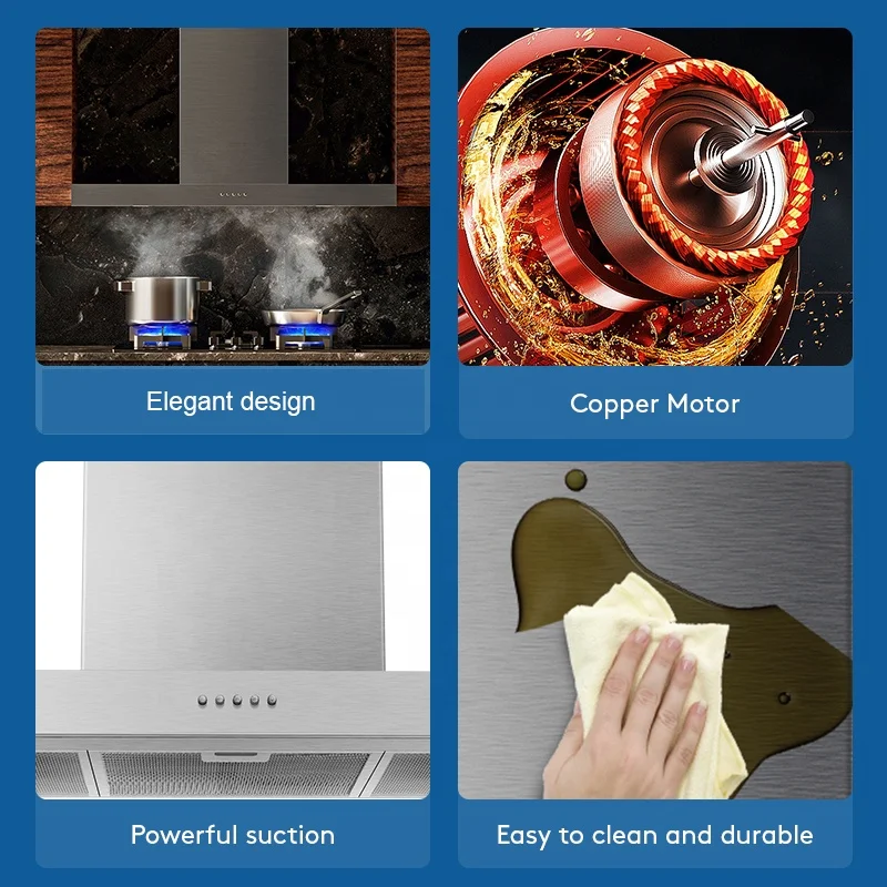 Factory Direct Ultra Thin Island Chinese Kitchen Hood T Shape Wall Mounted Trending Products Chimney Range Hood