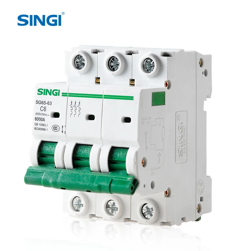  Singi SG65-63 3P Горячая Распродажа 6ka Электрический 3-полюсный MCB 63A AC мини автоматический