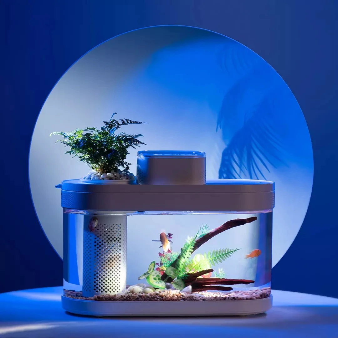 Xiaomi Geometry C Series Smart Fish Tank C180 Pro Aquarium Double Filtration Lighting System WIFI Mijia APP Automated Feeder