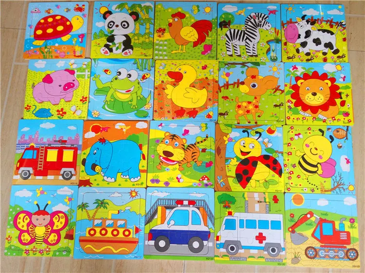 Education and Learning  Wood Cartoon Animal Puzzle Custom Children  Jigsaw Puzzle Game Puzzles Toy For Children