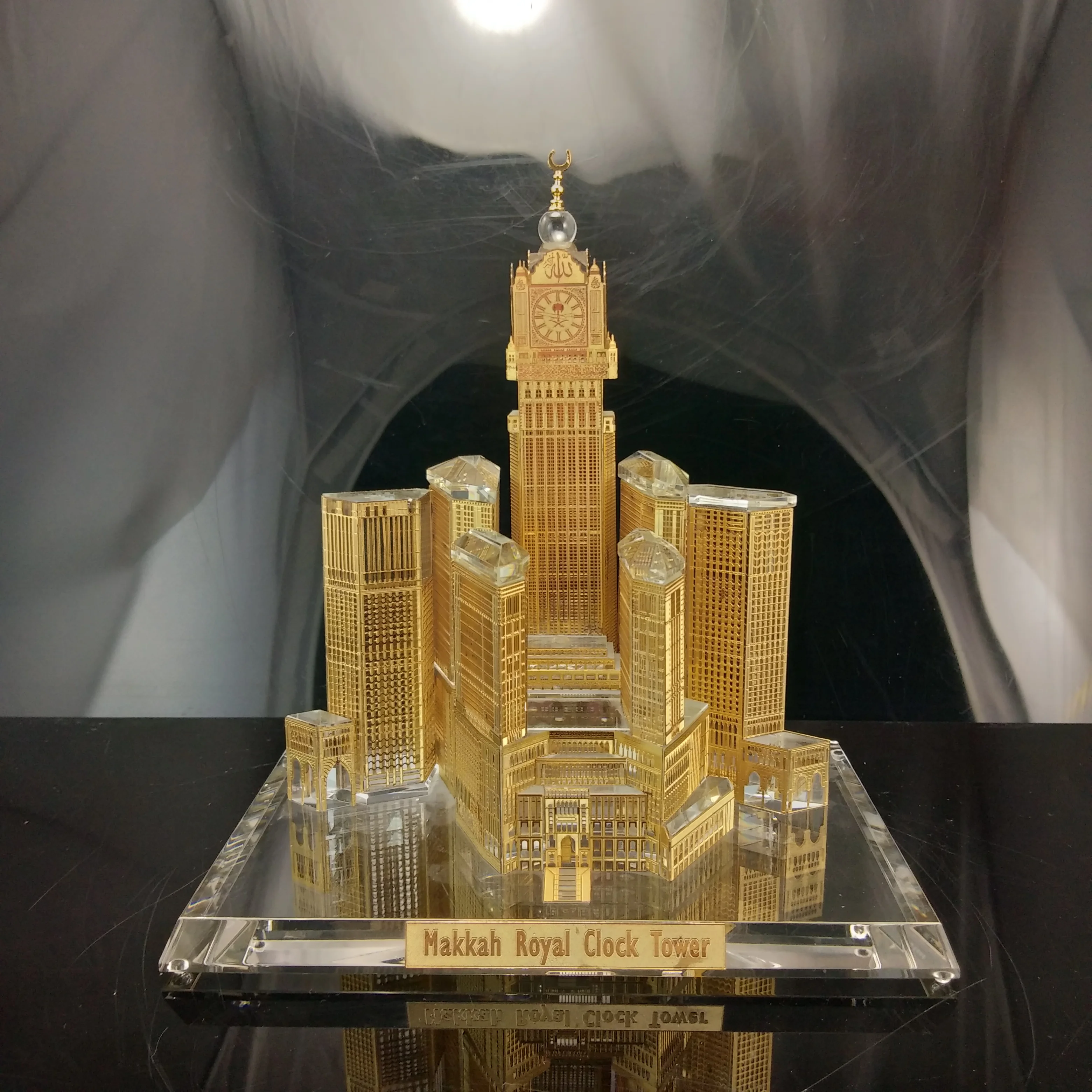 Islamic Crystal Glass Building Model Table Decorations Crystal Mosque Kabba Building Model For Gifts JB052