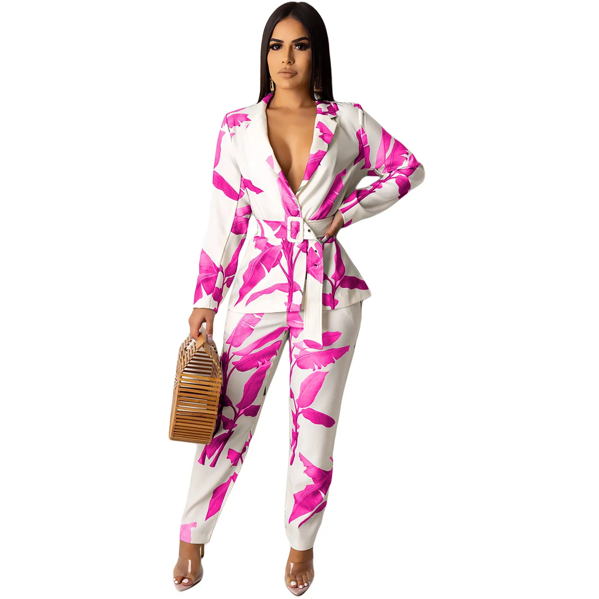  Stylish Designer Pants Sets Clothes High Quality Long Sleeve & Trousers Outfit Tailored Printed Two Piece Suit Women
