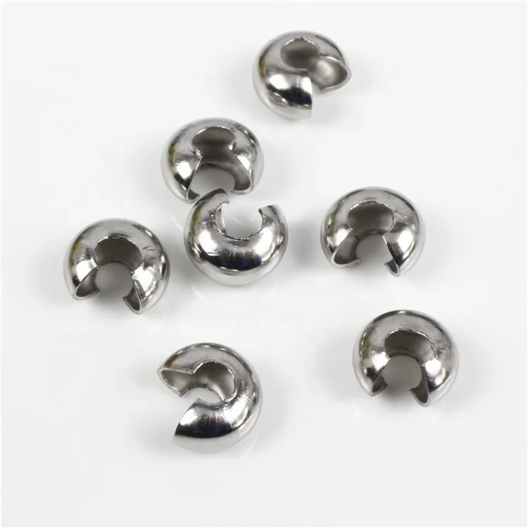 3mm/4mm/5mm/6mm/8mm stainless steel crimp end beads diy accessories jewelry part