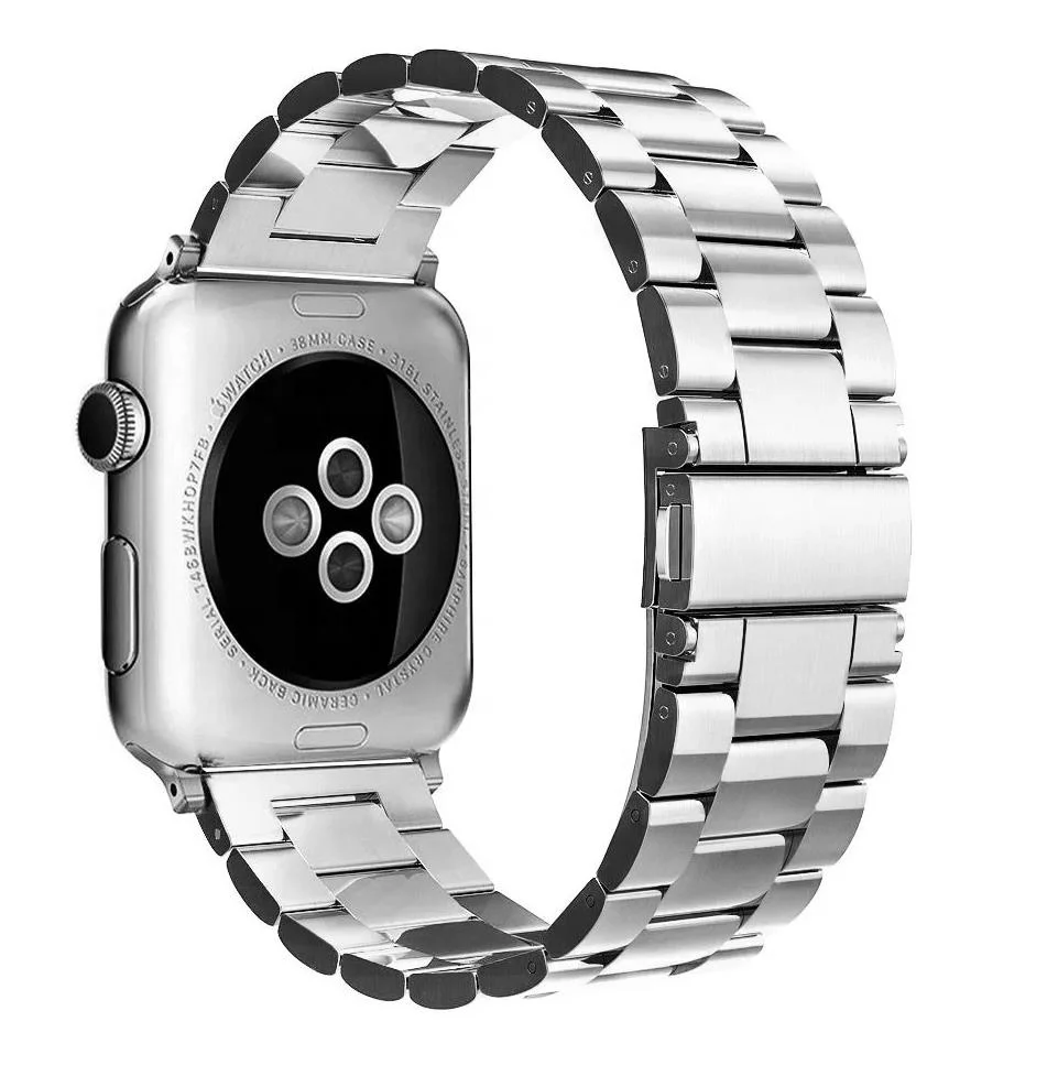 4 Color 3 Beads Clasp Links Stainless Steel Watch Strap Watch Band for apple watch series Bracelet