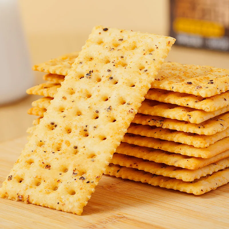 Mangehuafu 300g Chia Seed Quinoa Flavored Snack Cookies Health Food Black Truffle Ham Soda Salty Biscuits