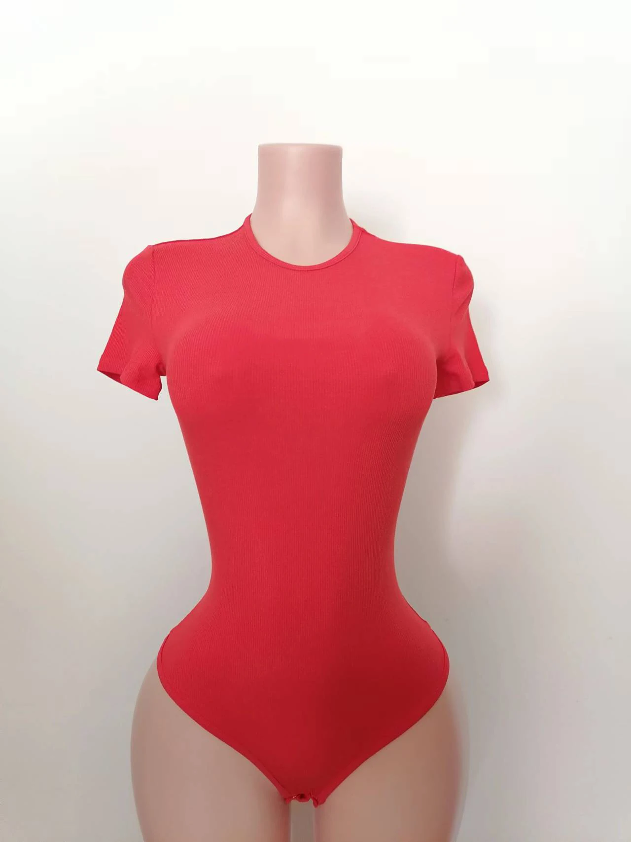 Custom Color Women One Piece Bodycon Ribbed Cotton Jumpsuits Long Sleeve Scoop Neck Shapewear Skims Bodysuit